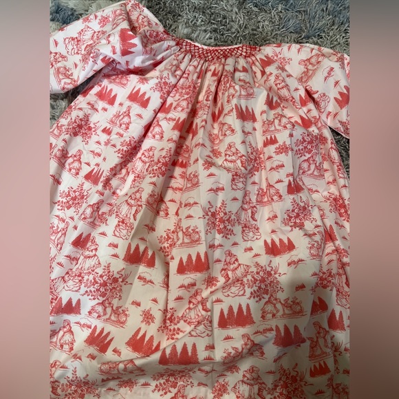 Magnolia Steel Christmas Toile Smocked Bishop 76 4807/size6 Dress - Picture 3 of 5